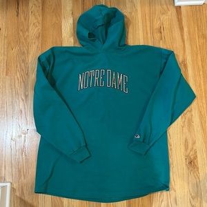 Vintage Champion Notre Dame Embroidered Hooded Sweatshirt, Size XL